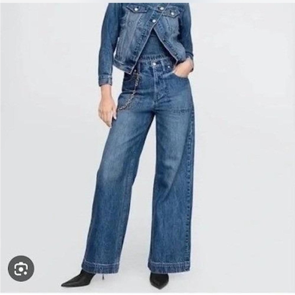 Cult Gaia x GAP stride chain jeans blue Denim wide leg NWT 29 8